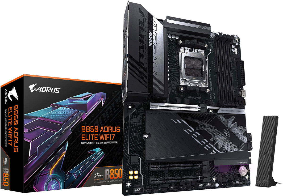 GIGABYTE - B850 AORUS ELITE WIFI7 (Socket AM5) AMD B850 ATX DDR5 Wi-Fi 7 Motherboard - Black