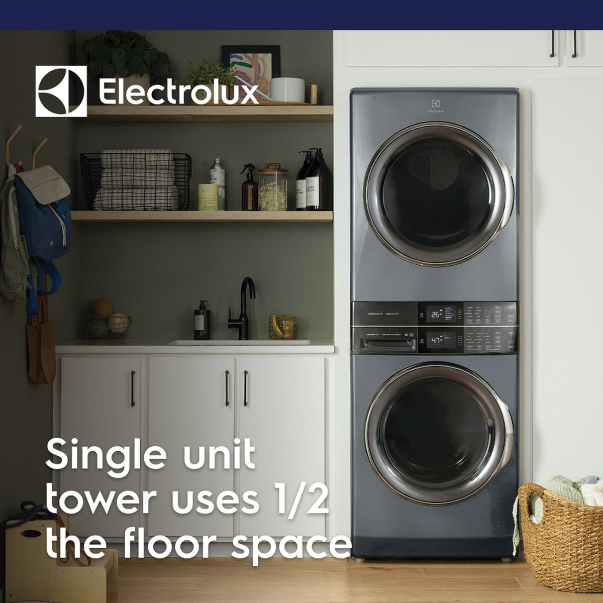 Electrolux - Laundry Tower Single Unit Front Load 4.5 Cu. Ft. Washer & 8 Cu. Ft. Electric Dryer with Perfect Steam - Titanium