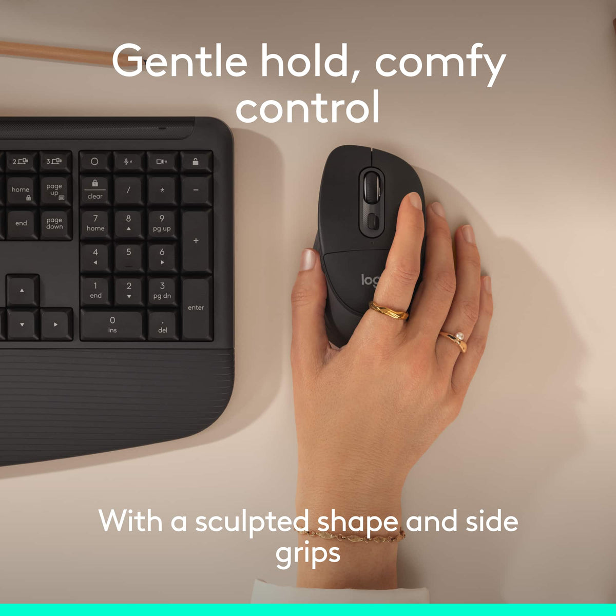 Logitech - Signature Comfort Plus M850 L Wireless Bluetooth Mouse with Silent Clicks and Customizable Buttons - Wireless - Black