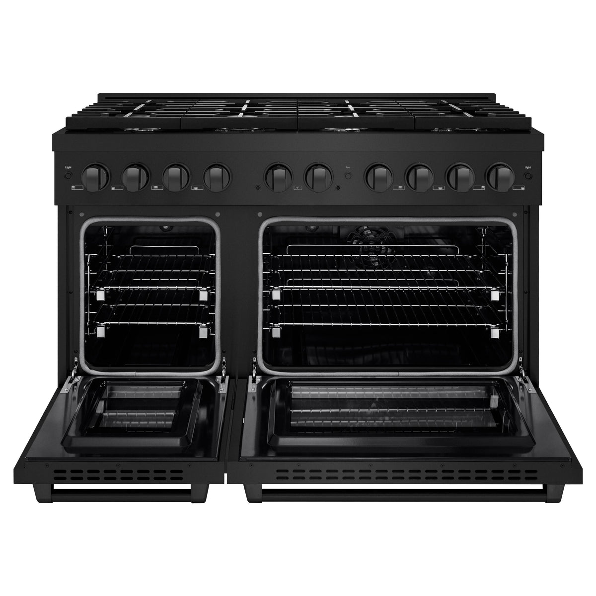 48 in. Wide 8 Burner ZLINE Paramount Double Oven Dual Fuel Range (SDRB-48) - Black Stainless Steel