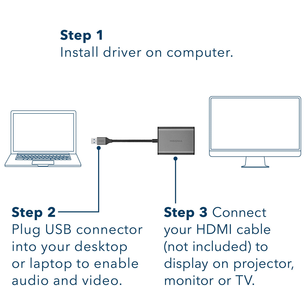 Insignia™ - USB to HDMI Adapter - Black