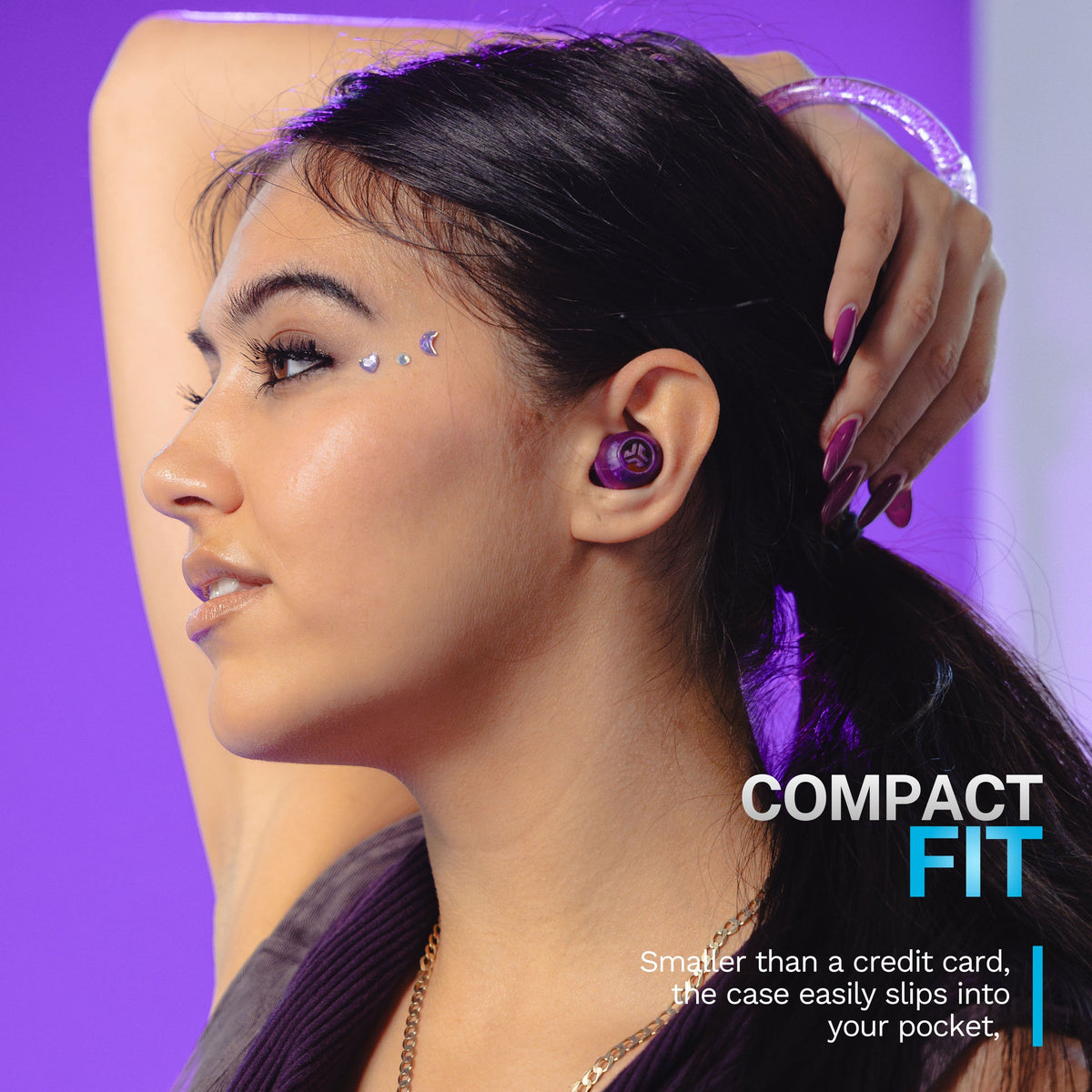 JLab - GO Pop ANC True Wireless Bluetooth Earbuds with Active Noise Cancelling, 24+ Hour Battery & Custom EQ - Transparent Purple