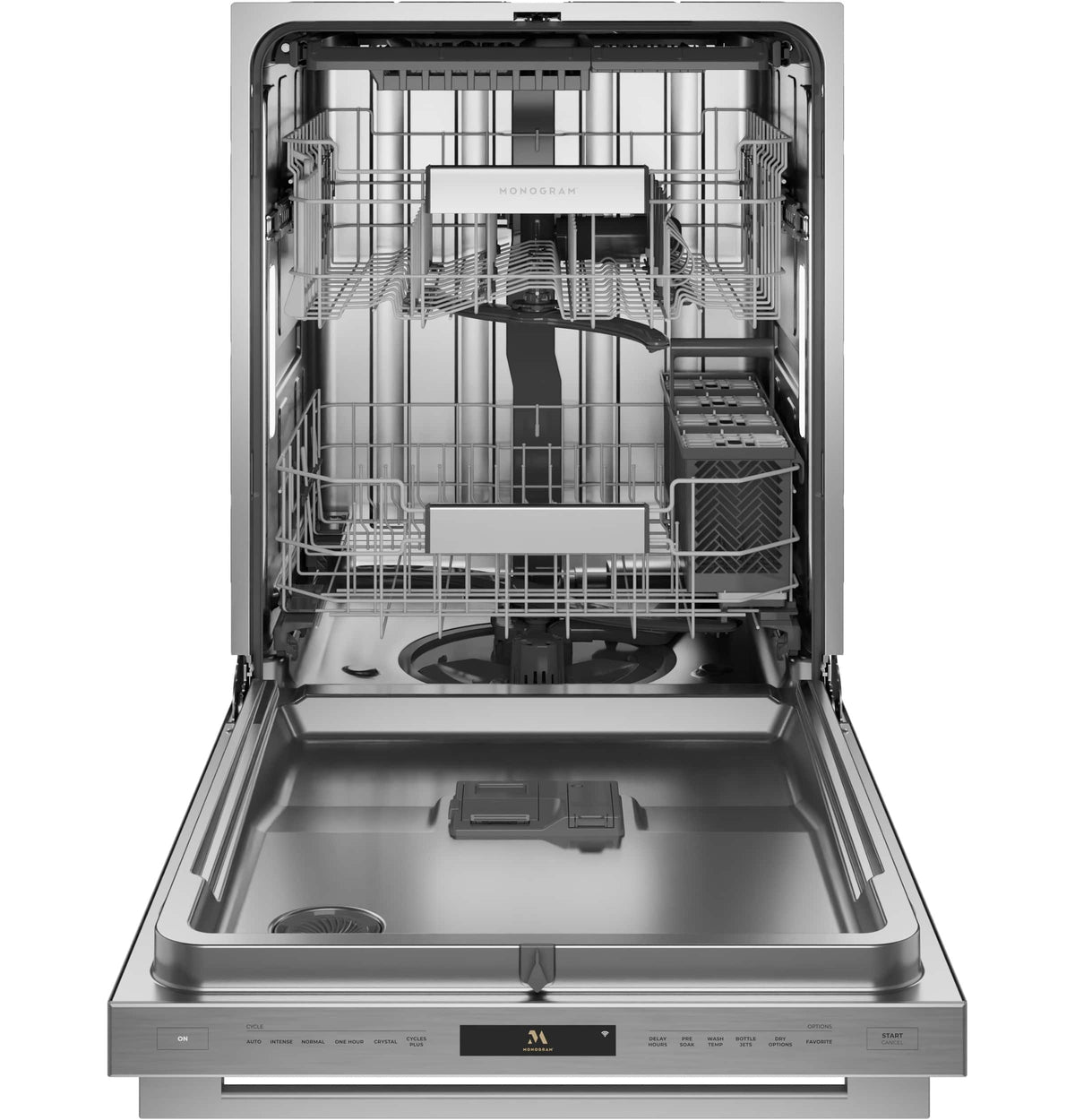 Monogram - 24" Top Control Smart Built-In Stainless Steel Tub Dishwasher w/ Adjustable 3rd Rack, 37 dBA, and Advanced Water System - Stainless Steel