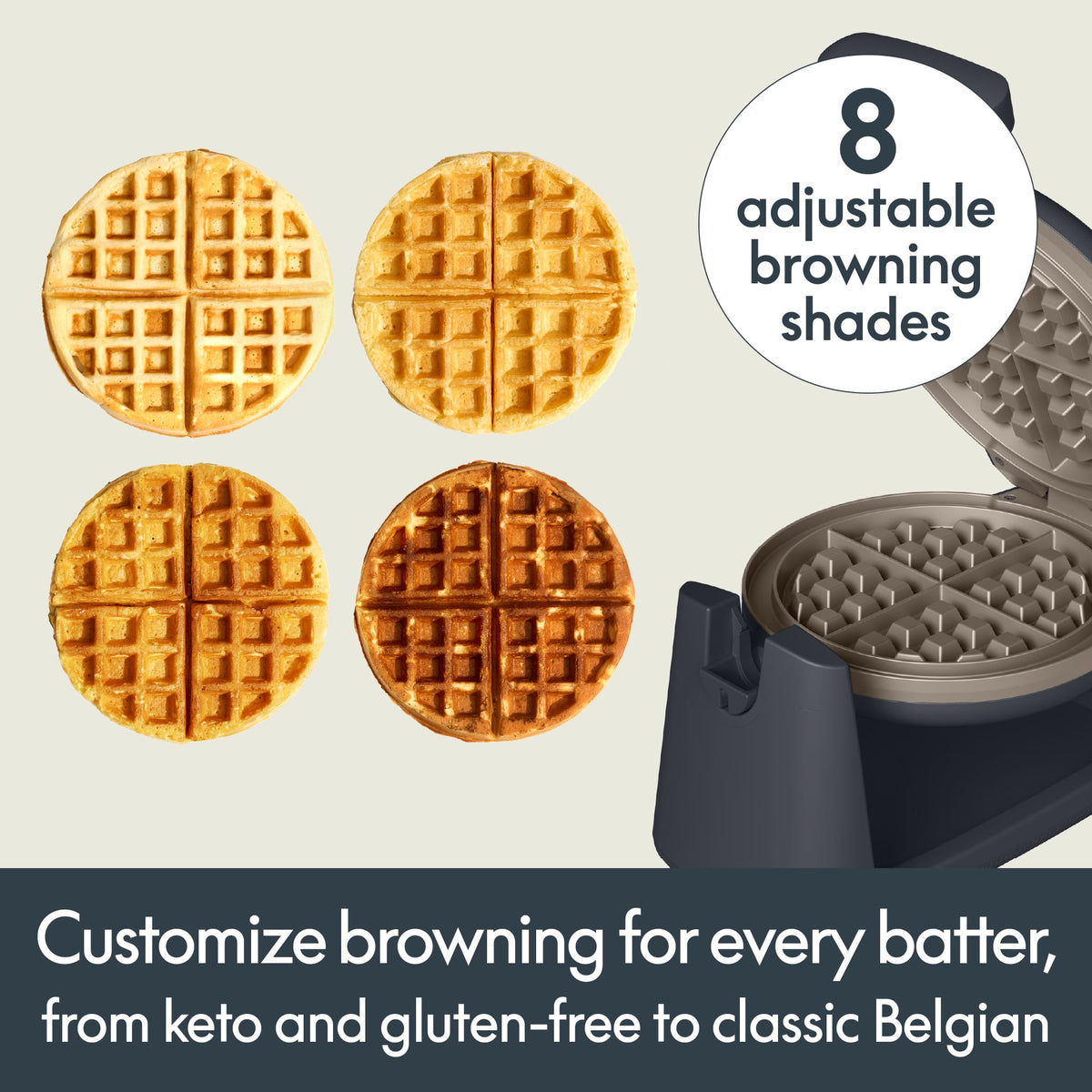 Bella - GOLDEN Rotating Belgian Waffle Maker - Slate