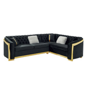L Shaped Chesterfield Sectional Sofa With Stainless Steel Accents