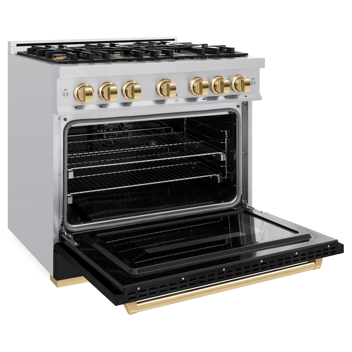 ZLINE - 36 in. Wide 6 Burner Autograph Classic Dual Fuel Range with Gold Accents (CDRZ-BLM-36-G) - White