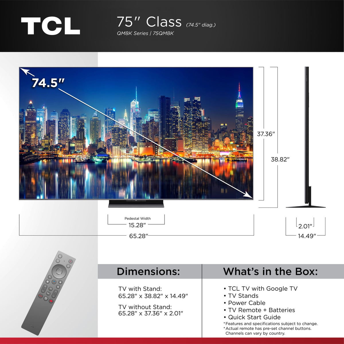 TCL - 75" Class QM8K Series 4K UHD HDR QD-Mini LED Smart TV with Google TV (2025)