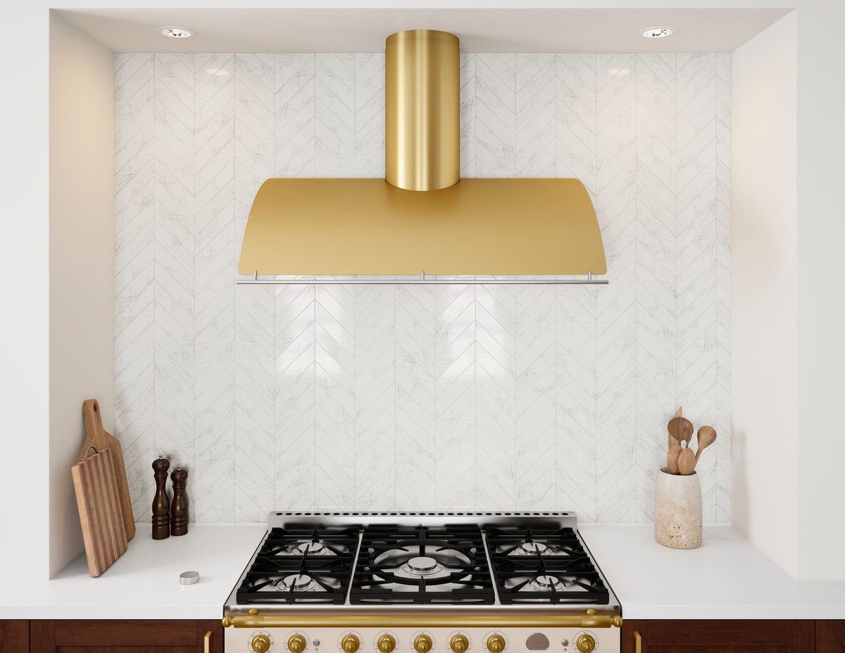 Zephyr - 42 inches - Externally Vented - Shell Range Hood - Gold