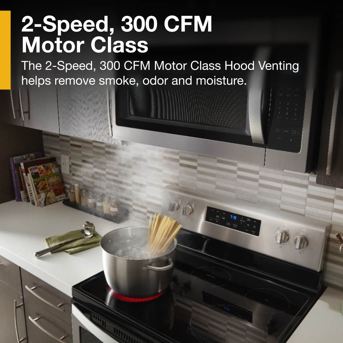 Whirlpool - 1.7 cu. ft. Microwave Hood Combination with Electronic Touch Controls - Stainless Steel