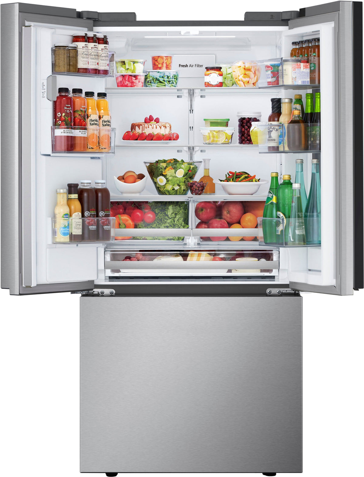 LG - 33-in Wide 24.5 Cu. Ft. French Door Standard-Depth MAX Smart Refrigerator with Dual Ice Maker with Craft Ice - Stainless Steel