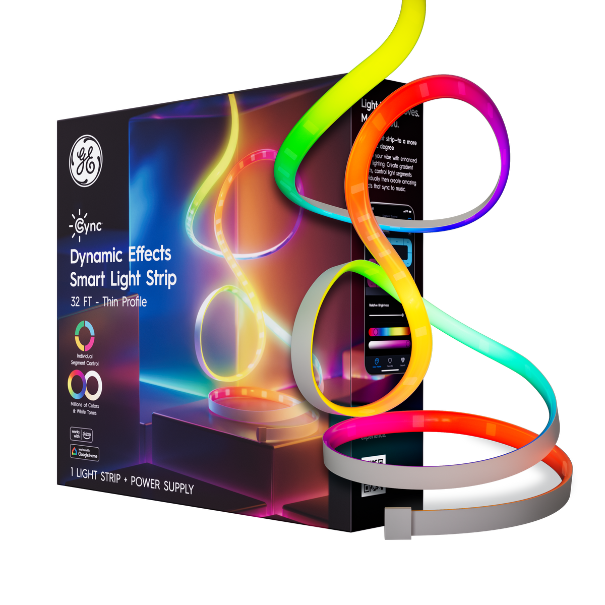Cync - Dynamic Effects Smart LED Light Strip, Color Changing, 32ft, 1pk - Full Color