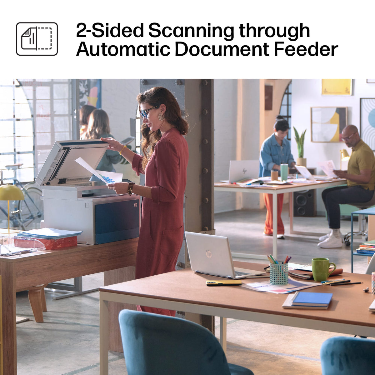 HP - LaserJet Pro 4301fdn AI-Enabled Color All-in-One Laser Printer - White/Blue