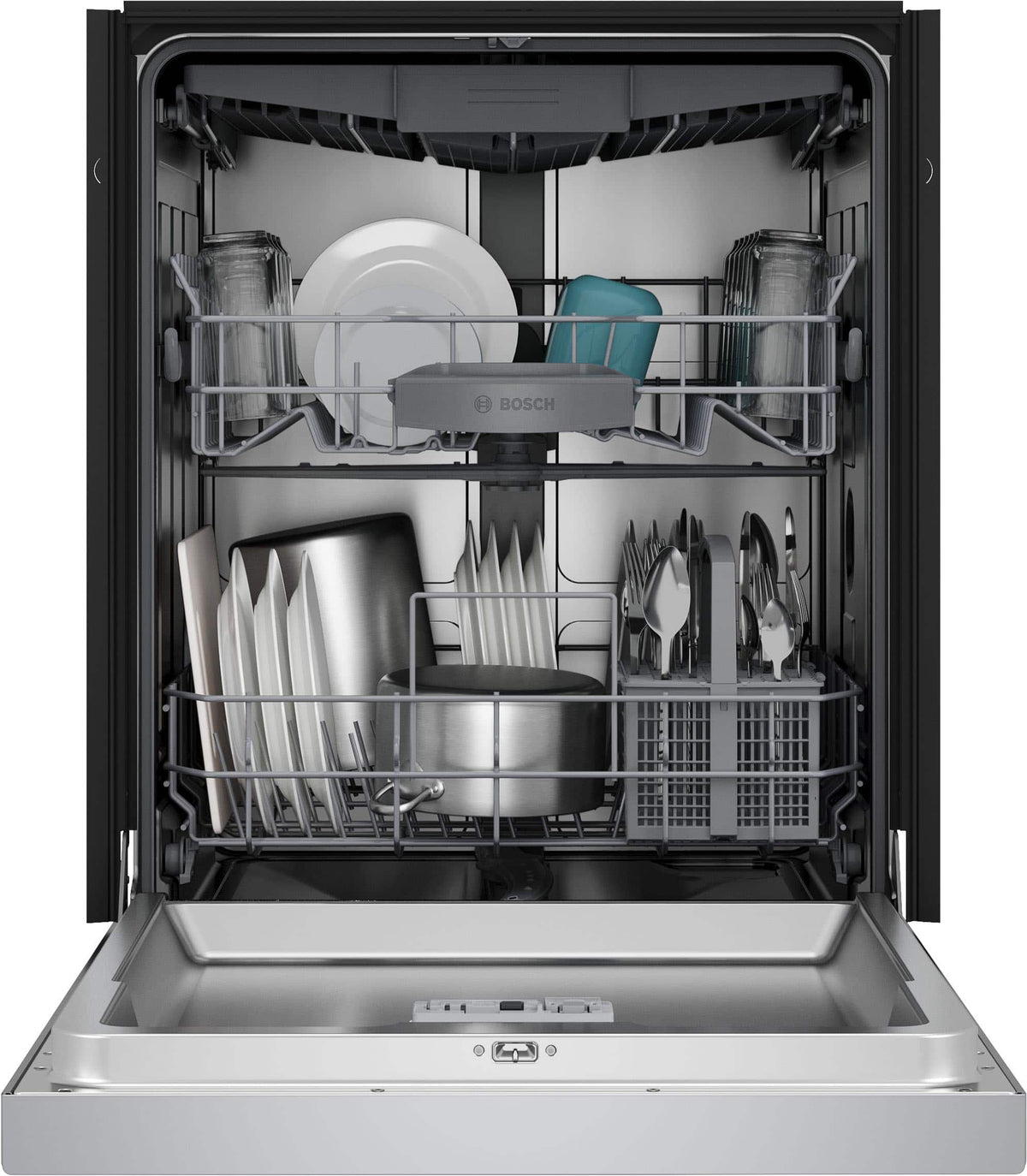 Bosch - 300 Series 24" Front Control Smart Built-In Stainless Steel Tub Dishwasher with 3rd Rack and PrecisionWash, 48 dBA - Stainless Steel