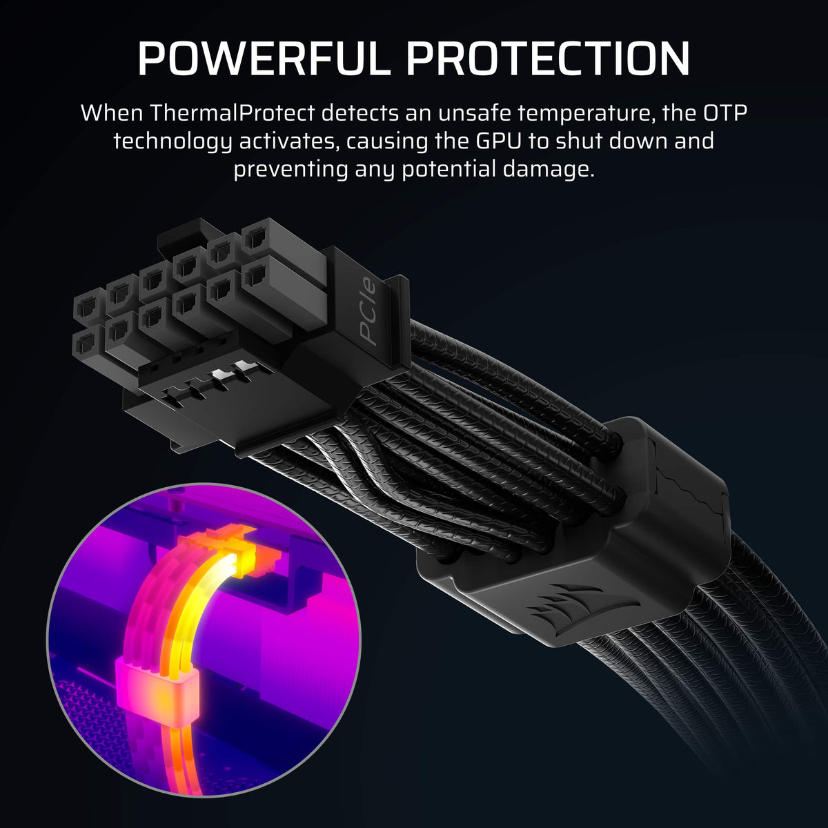 CORSAIR - ThermalProtect PCIe 5.1 600W 12V-2x6 Cable - Black