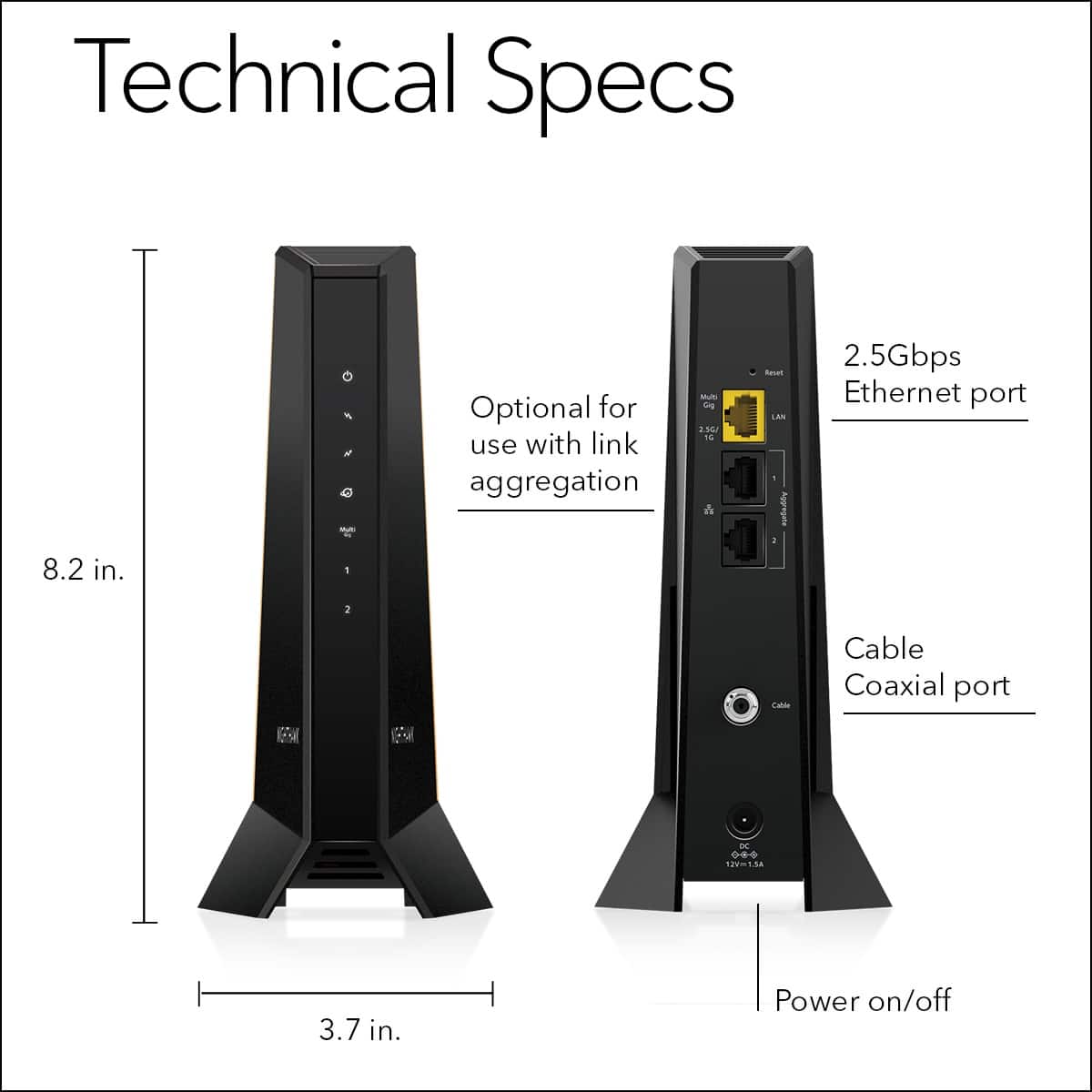 NETGEAR - Nighthawk Mid/High-Split DOCSIS 3.1 Cable Modem - Black