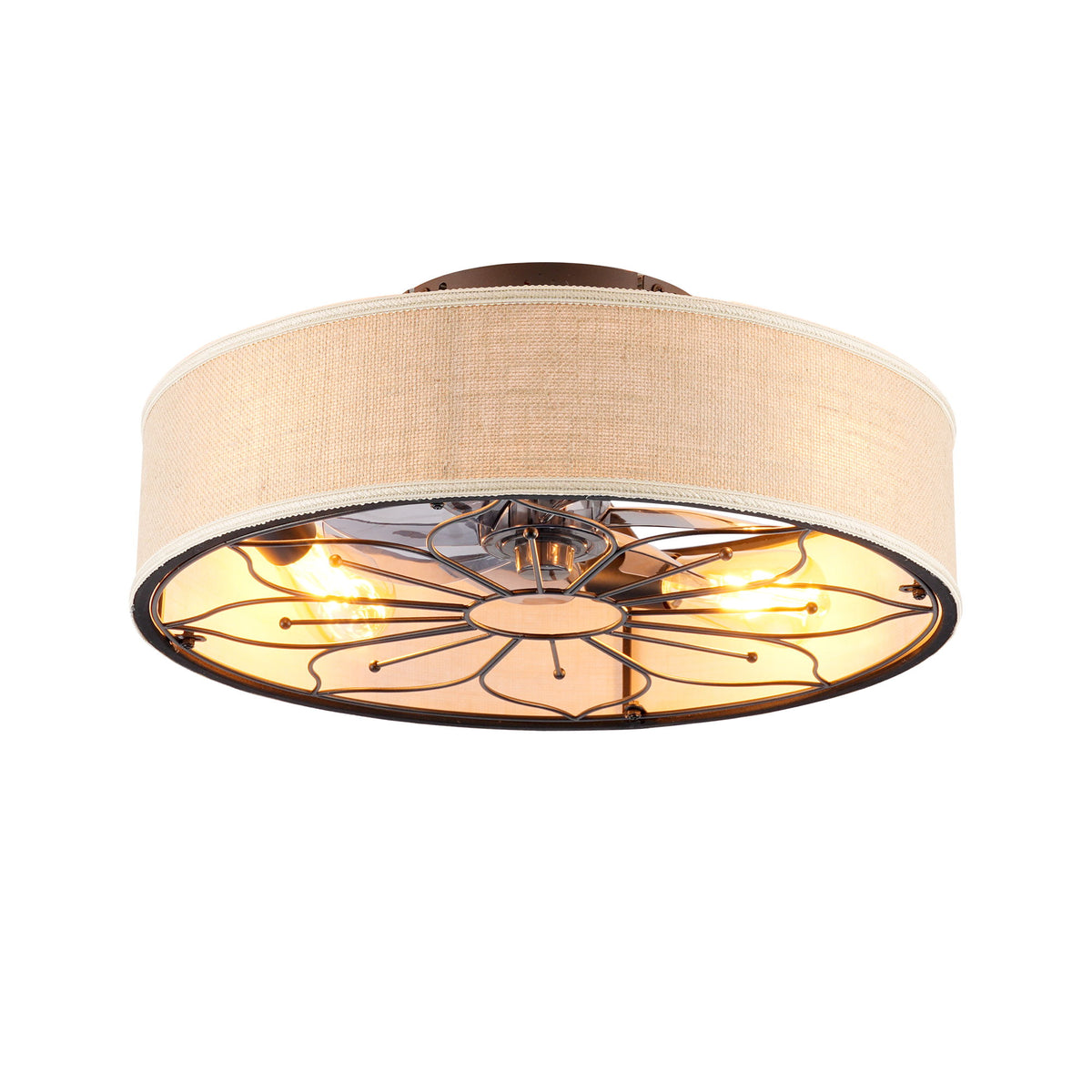 Ventilador de techo sin aspas Lotus con control remoto para sala de estar - Negro mate