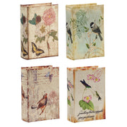 Book Boxes With Birds, Flowers, And Handwriting Design (Set of 4) - Multi