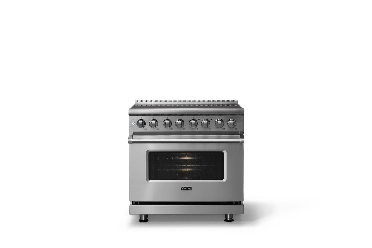 Viking - 36"W. 5.6 Cu.Ft. Pro5S 6 Element Freestanding Electric Induction Convection Range - Stainless Steel