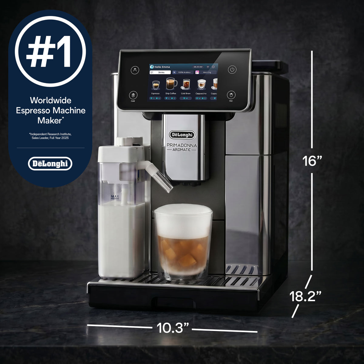 De'Longhi - PrimaDonna Aromatic Fully Automatic Espresso Machine - Titanium