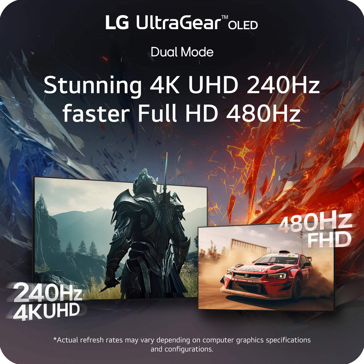 LG - UltraGear 32" OLED Dual Mode (4K UHD 240Hz, FHD 480Hz) 0.03ms G-SYNC Compatible, AMD FreeSync Premium Pro Gaming Monitor - Black