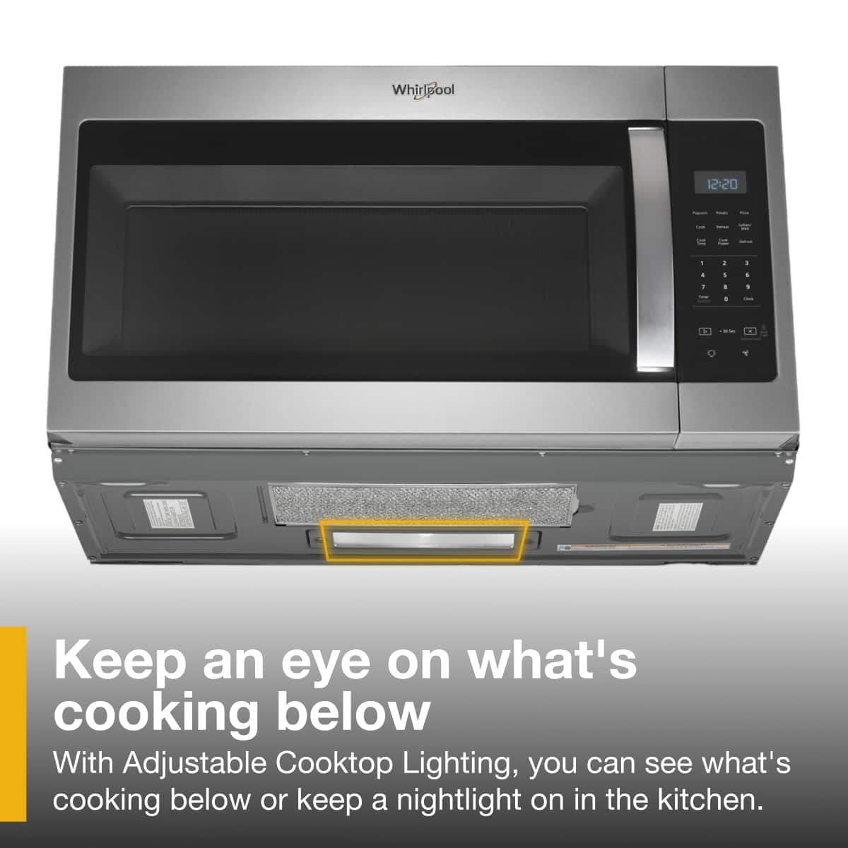 Whirlpool - 1.7 cu. ft. Microwave Hood Combination with Electronic Touch Controls - Stainless Steel