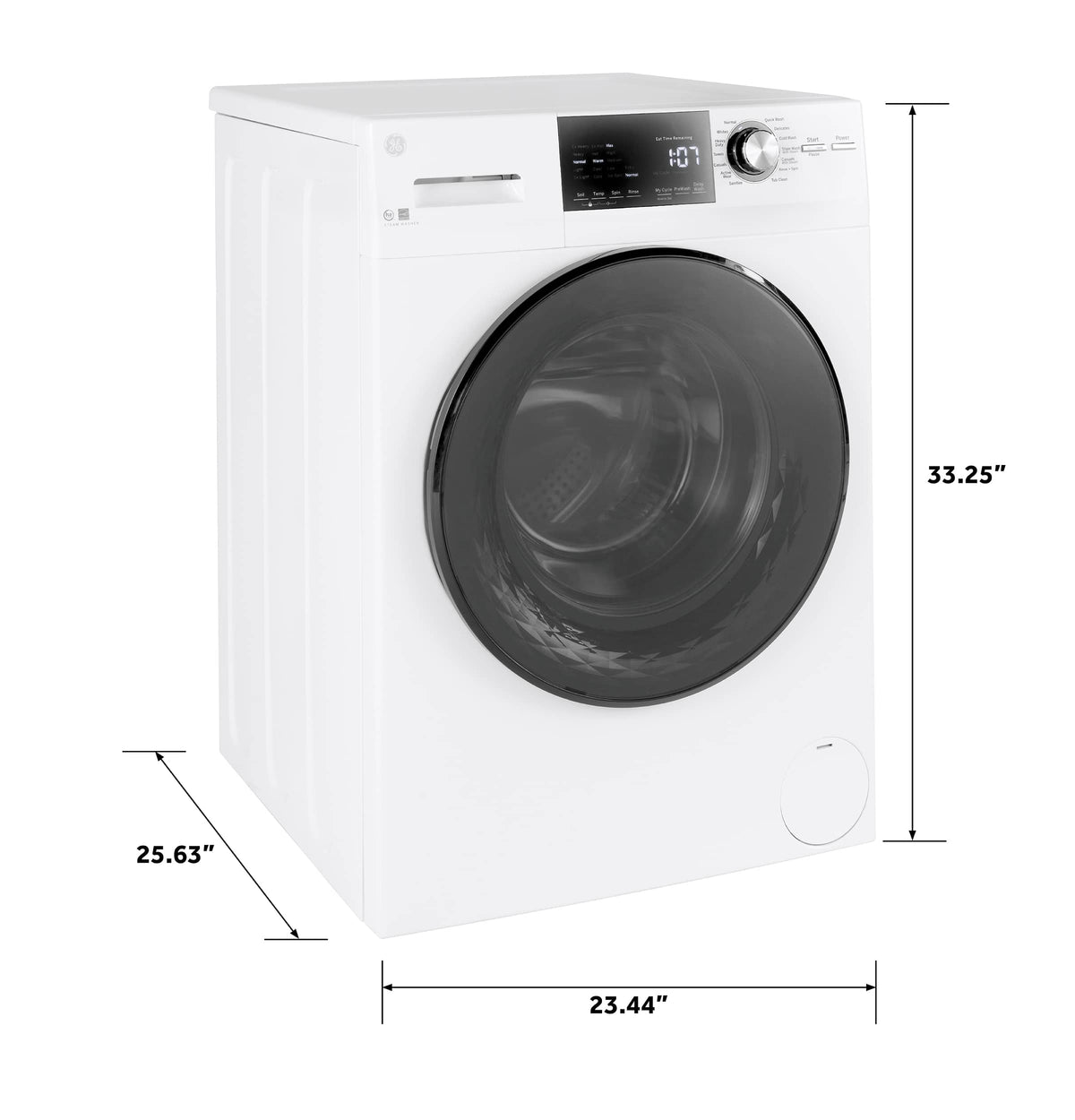 GE - 2.4 Cu. Ft. High Efficiency Stackable Front Load Washer with Steam and Sanitize - White