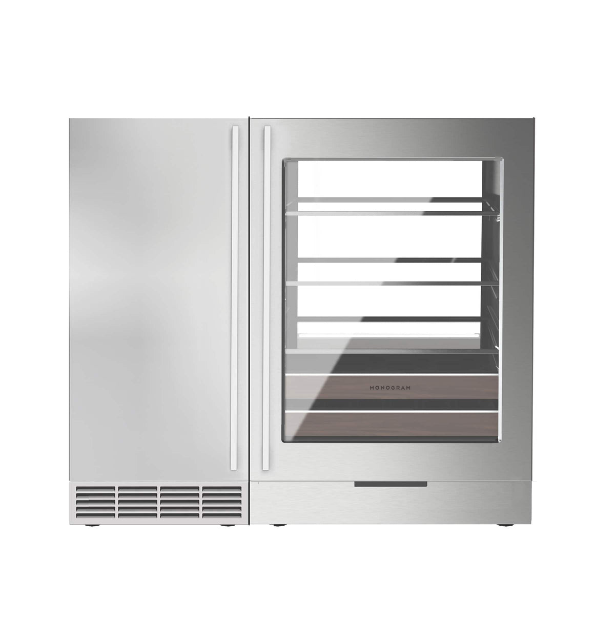 Monogram - 13-Bottle or 126 Can Built-In Beverage Cooler with Illuminated Interior - Custom Panel Ready