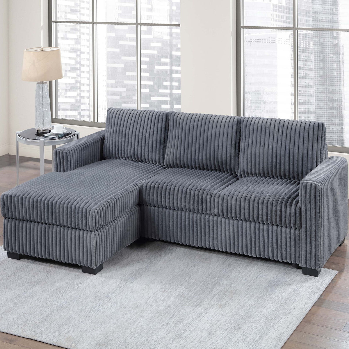 Sofá seccional de 2 piezas con chaise longue a la derecha y sofá a la izquierda - Gris oscuro