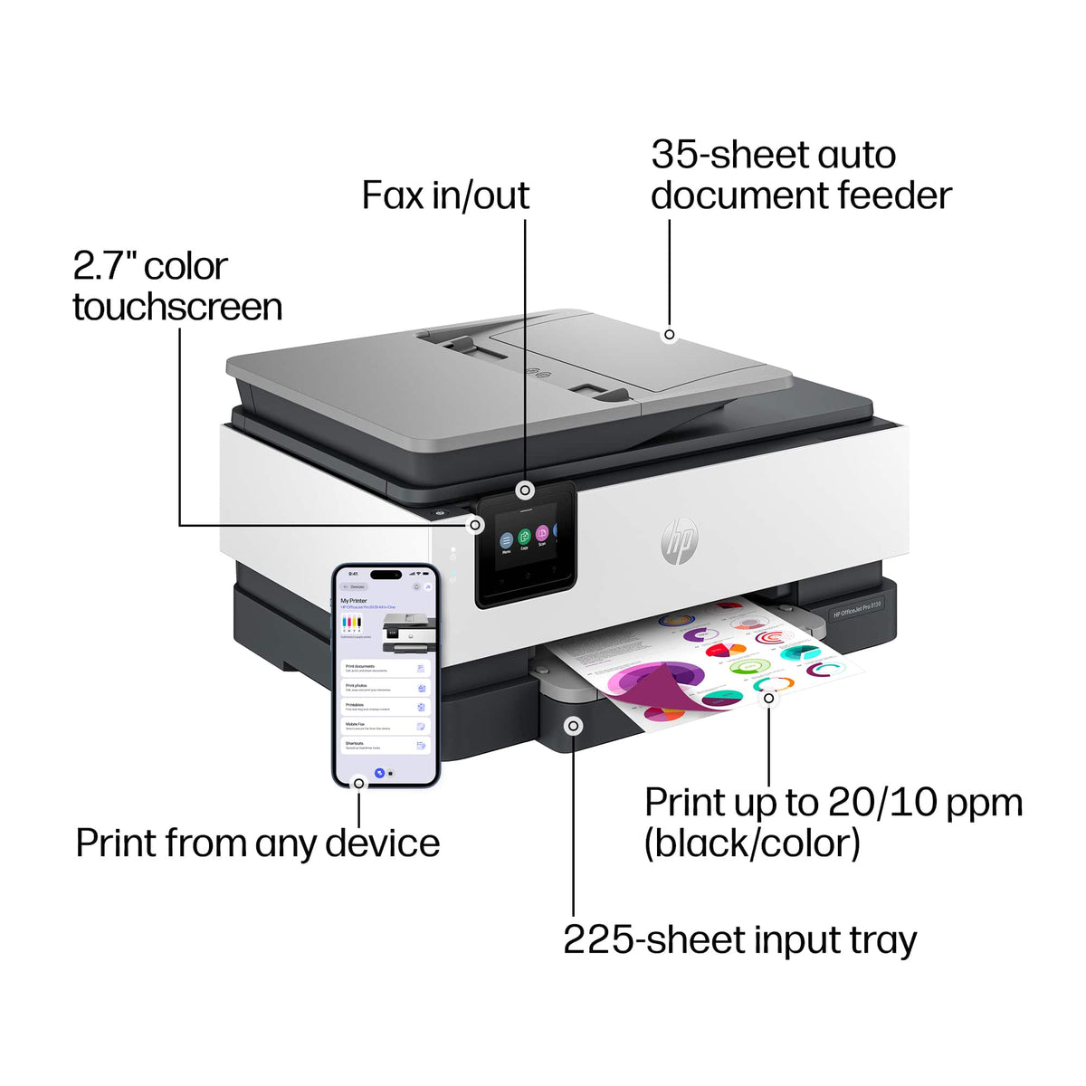 HP - OfficeJet Pro 8139 Wireless AI-Enabled All-in-One Inkjet Printer with 12 Months of Instant Ink - White