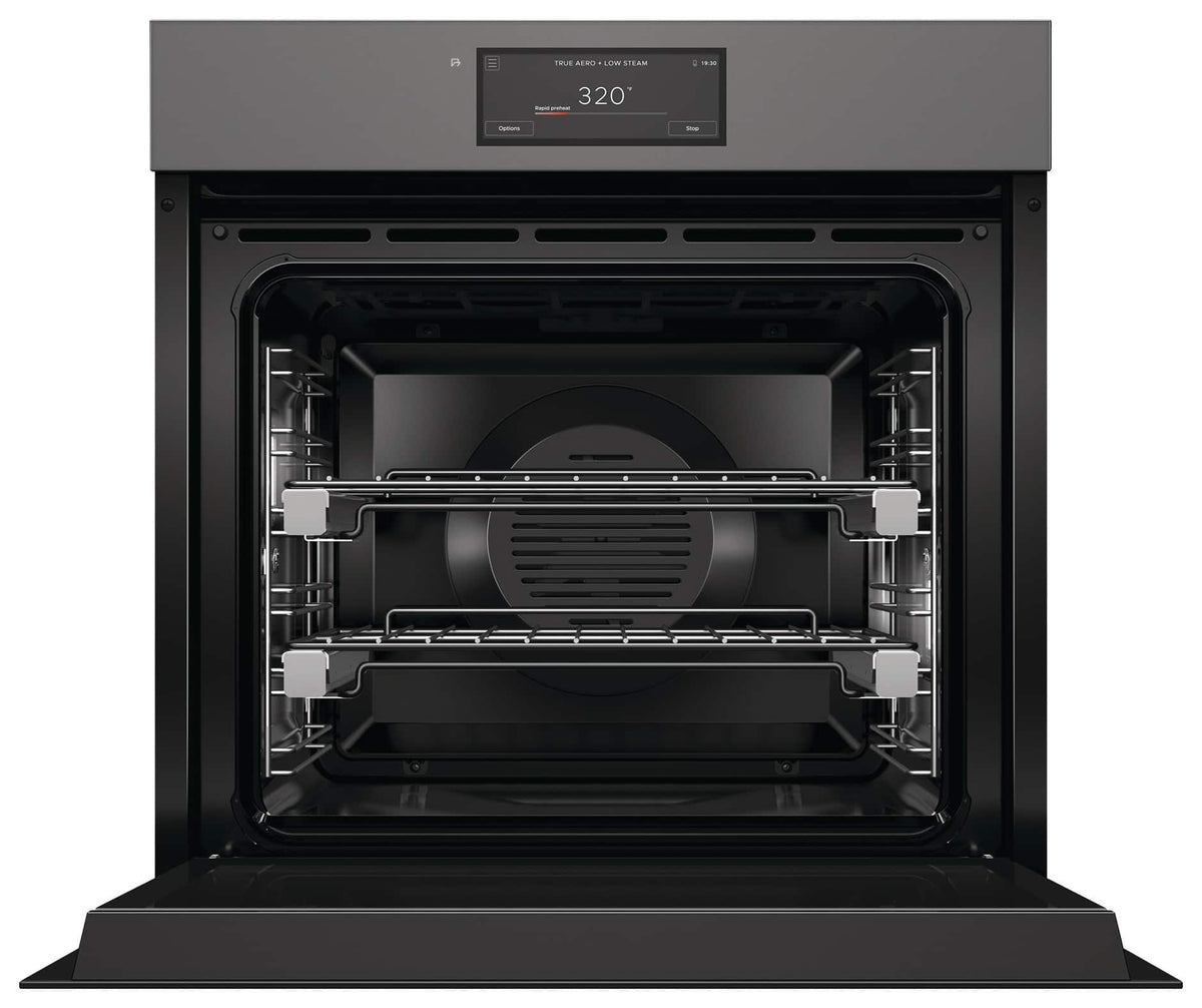Fisher & Paykel - 24" 3 Cu Ft Built-in Combination Steam Oven, 6.8 Touchscreen - Handleless - Minimal Grey - Gray