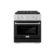 ZLINE - 30 in. Wide 4 Burner 4.2 cu. ft. Freestanding Paramount Dual Fuel Range with DuoPro Cooktop - Satin Steel/Black Matte