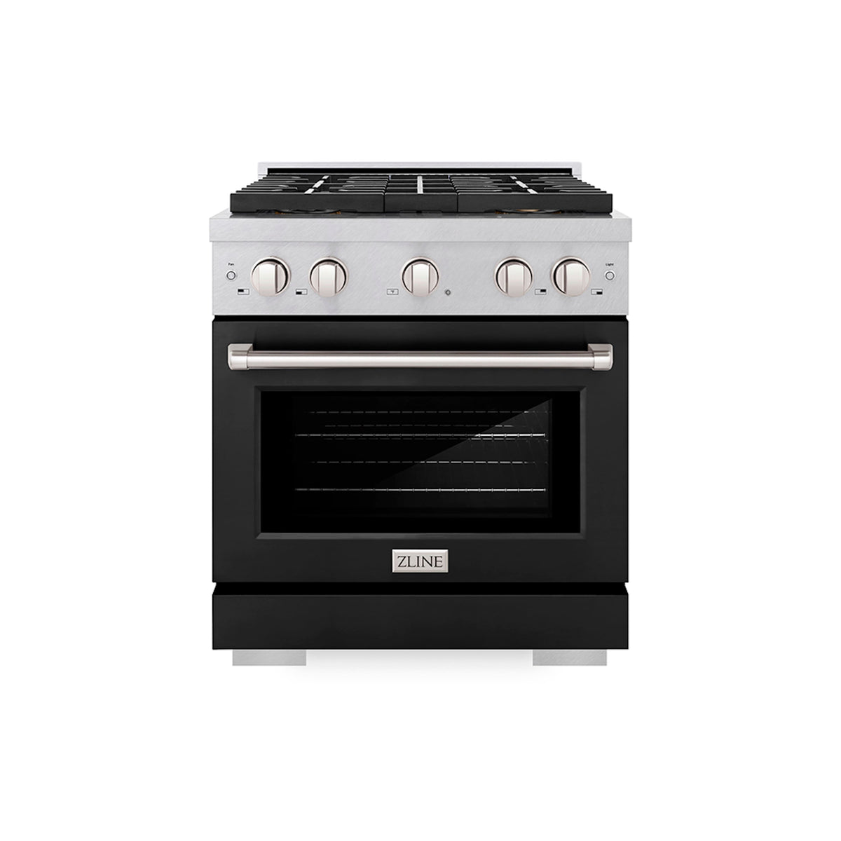 ZLINE - 30 in. Wide 4 Burner 4.2 cu. ft. Freestanding Paramount Dual Fuel Range with DuoPro Cooktop - Satin Steel/Black Matte