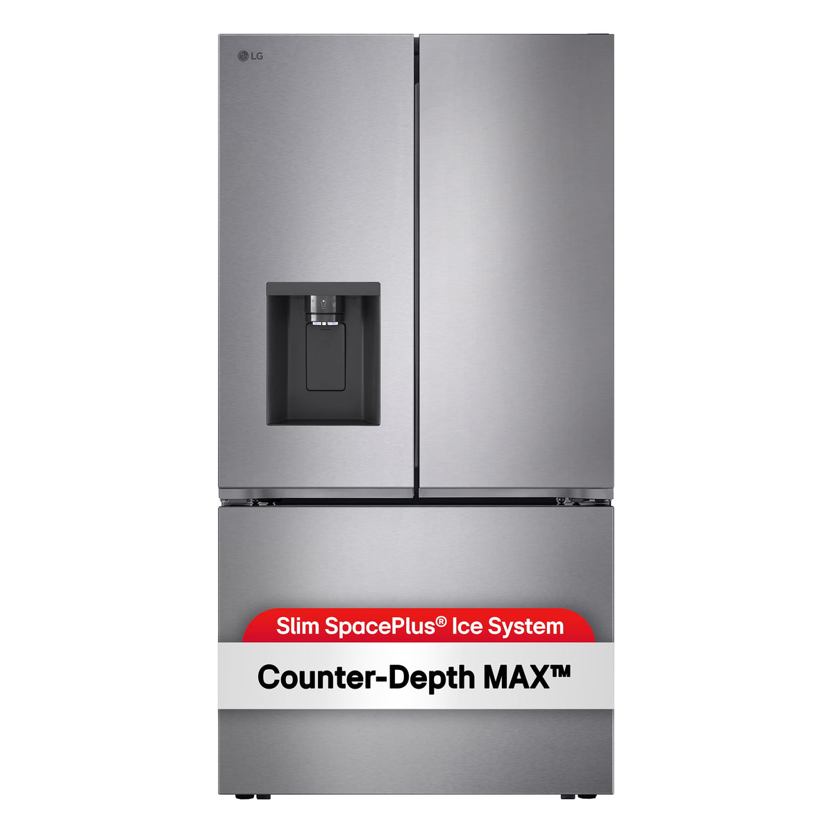 LG - 36-in Counter-Depth MAX 25.5 Cu. Ft. French Door Smart Refrigerator with Ice Plus - PrintProof Stainless Steel Look