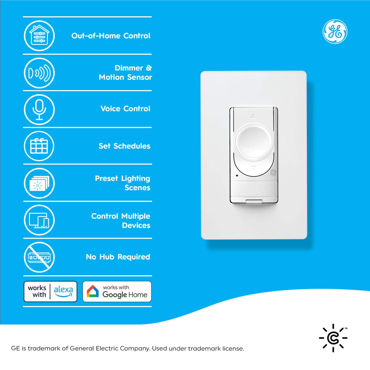 Cync - Smart Dimmer + Motion Sensor Switch, No Neutral Wire Required, Bluetooth and 2.4 GHz Wifi - White