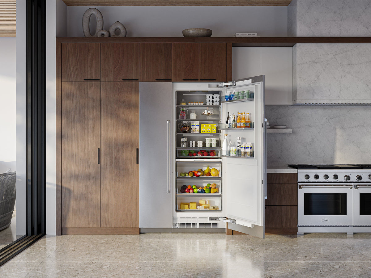 Thor Kitchen - 30 in. Wide 16.6-Cu. Ft. Built In Column Refrigerator - Custom Panel Ready - White