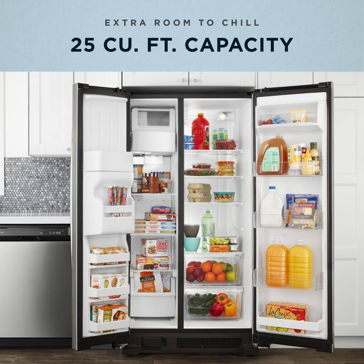 Amana - 36 in. Wide 24.5 cu. ft. Side-by-Side Refrigerator with Water and Ice Dispenser - Black-on-Stainless