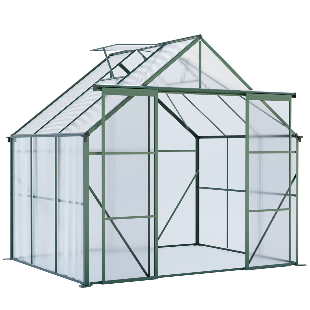 Double Door Polycarbonate house Raised Base And Anchor Aluminum Heavy Duty Walk In houses For Outdoor Backyard In All Season