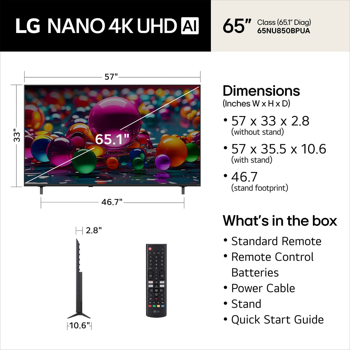LG - 65” Class NU85 Series LED Nano 4K UHD Smart webOS TV (2026)