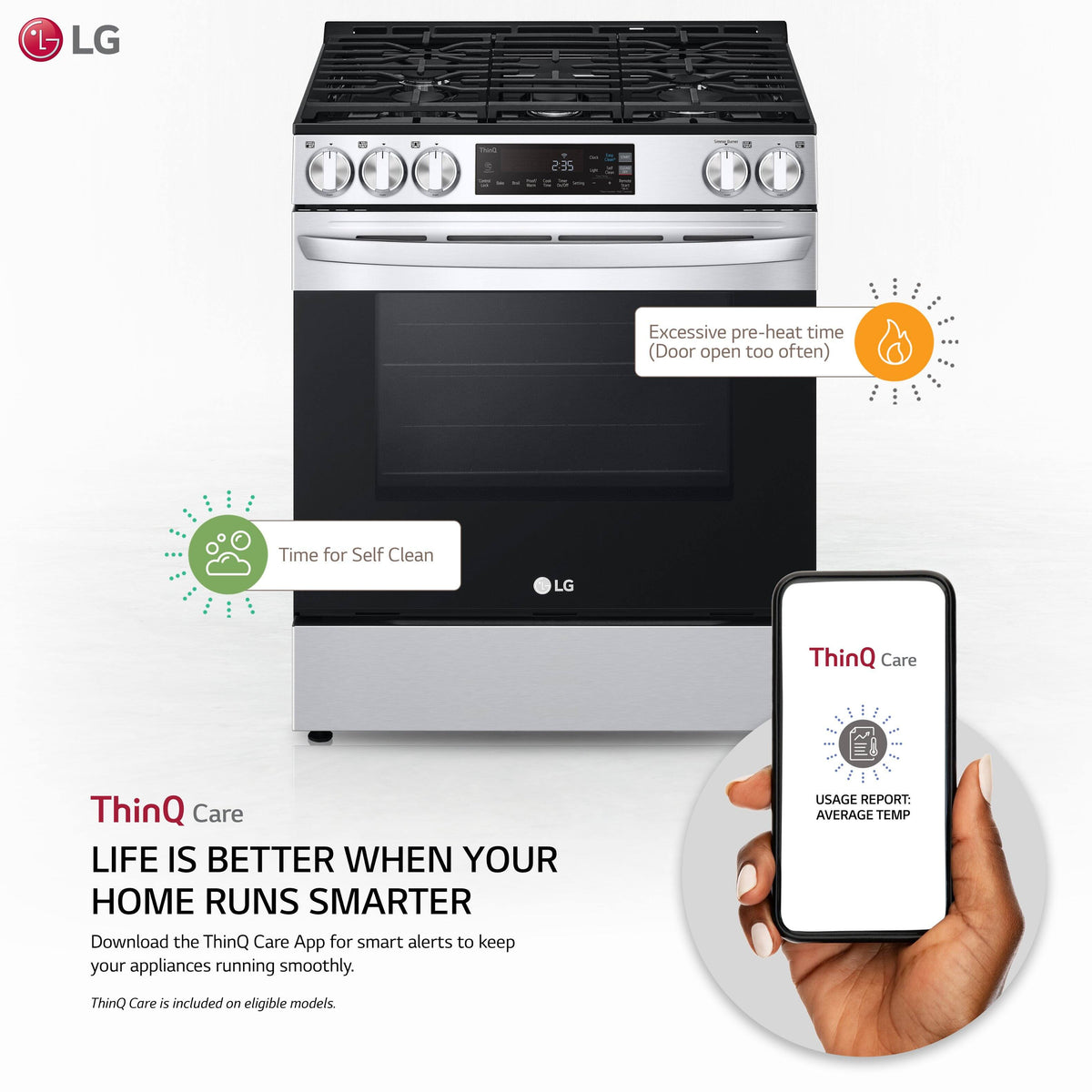 LG - 30-in Wide 5.8 Cu. Ft. Smart Slide-In Gas Range with 5 Burners, EasyClean and SuperBoil Burner - Stainless Steel