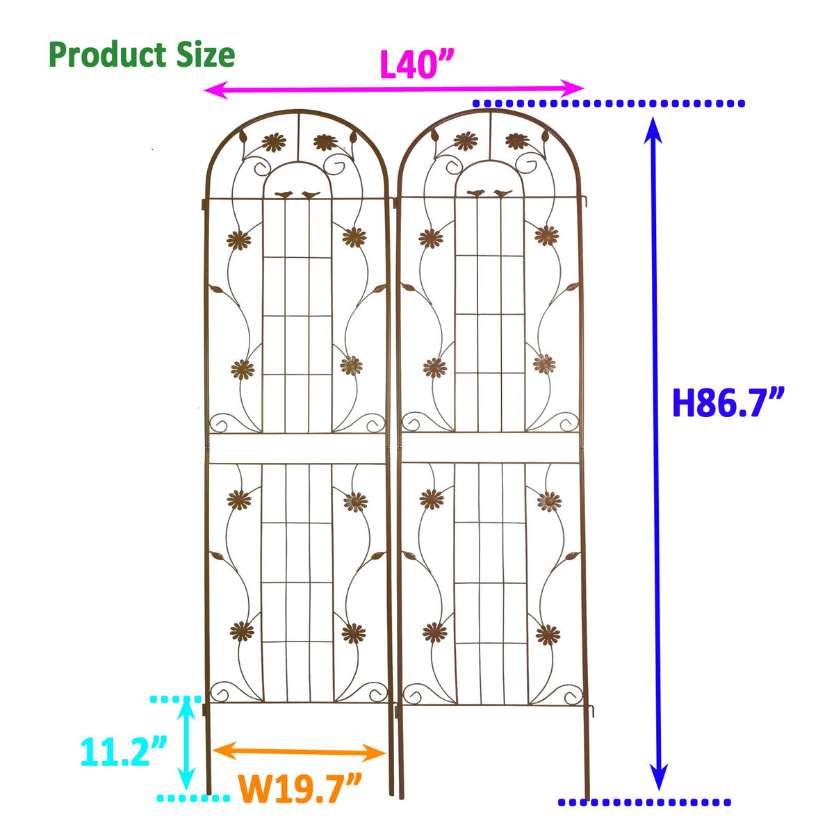 Enrejado de metal para jardín, enrejado inoxidable para plantas trepadoras, soporte para flores de exterior
