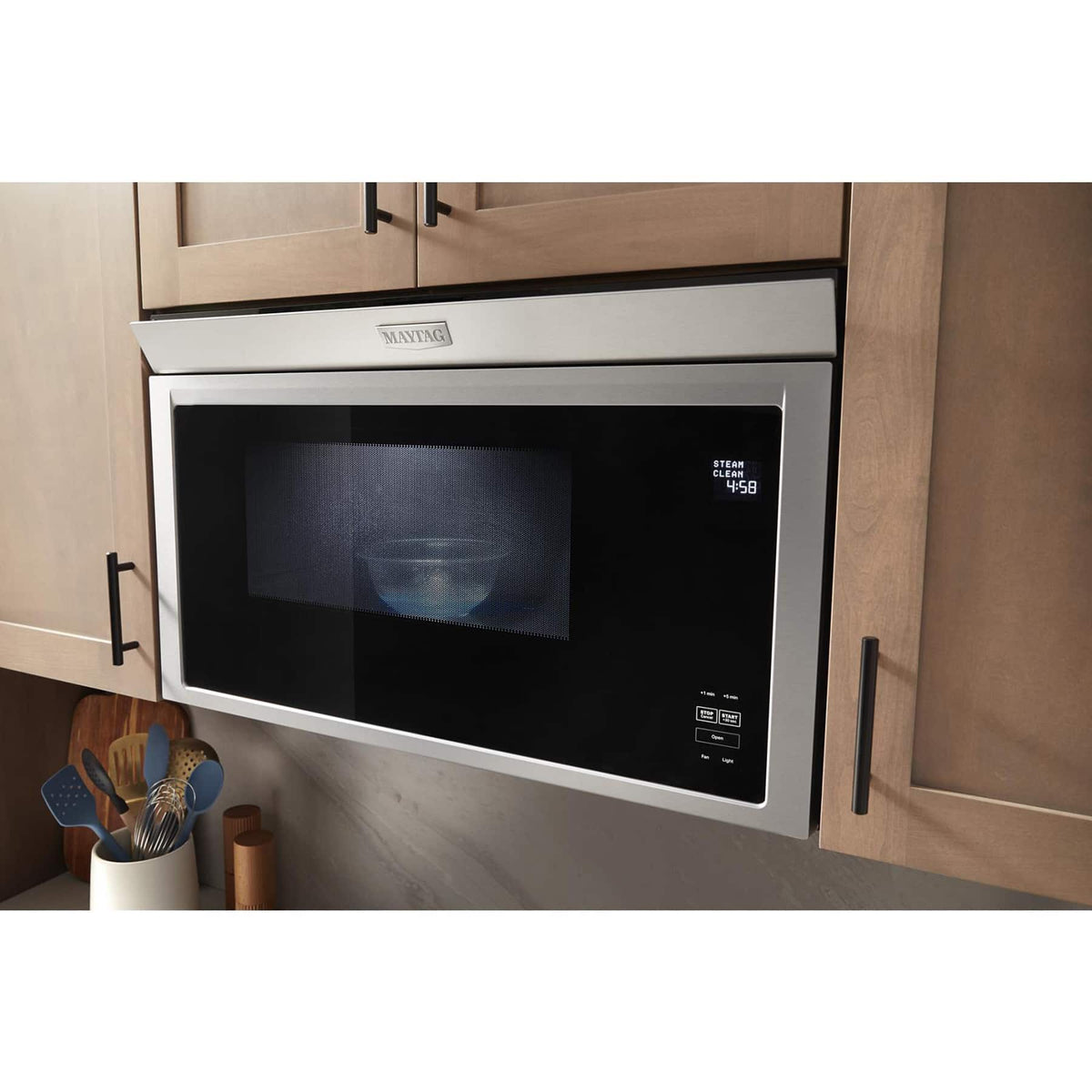 Maytag - 1.1 Cu. Ft. Over-the-Range Microwave with Flush Built-in Design - Stainless Steel