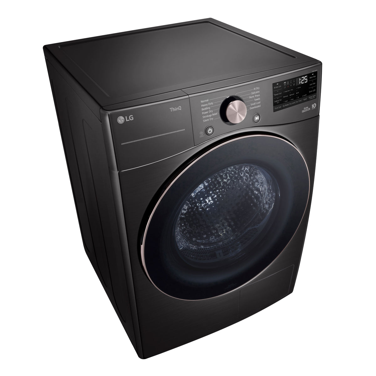 LG - 7.8 Cu. Ft. Stackable Smart Electric Dryer with Dual Inverter HeatPump Technology - Black Steel