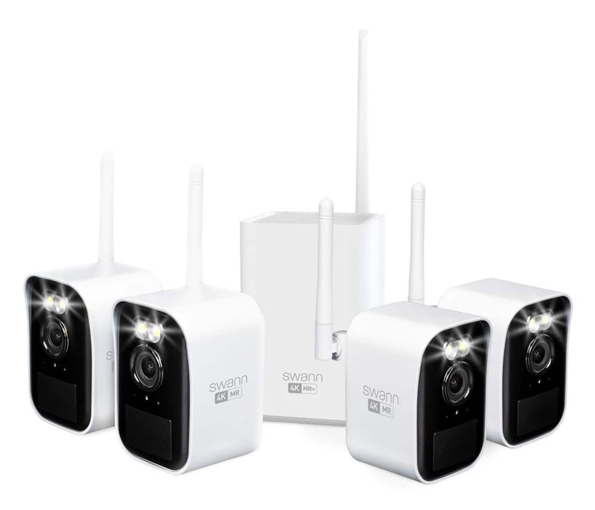 Swann - MaxRanger 4K Mini Security System 4 Wireless IP Security Cameras, Night Vision, Thermal Motion Detect, 64GB - White