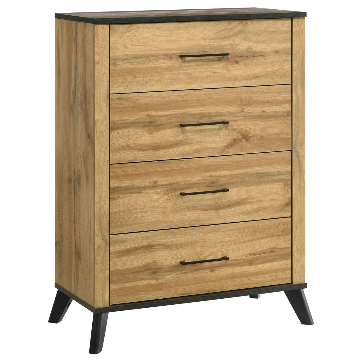 Georgina - Cómoda de 4 cajones para dormitorio - Madera natural