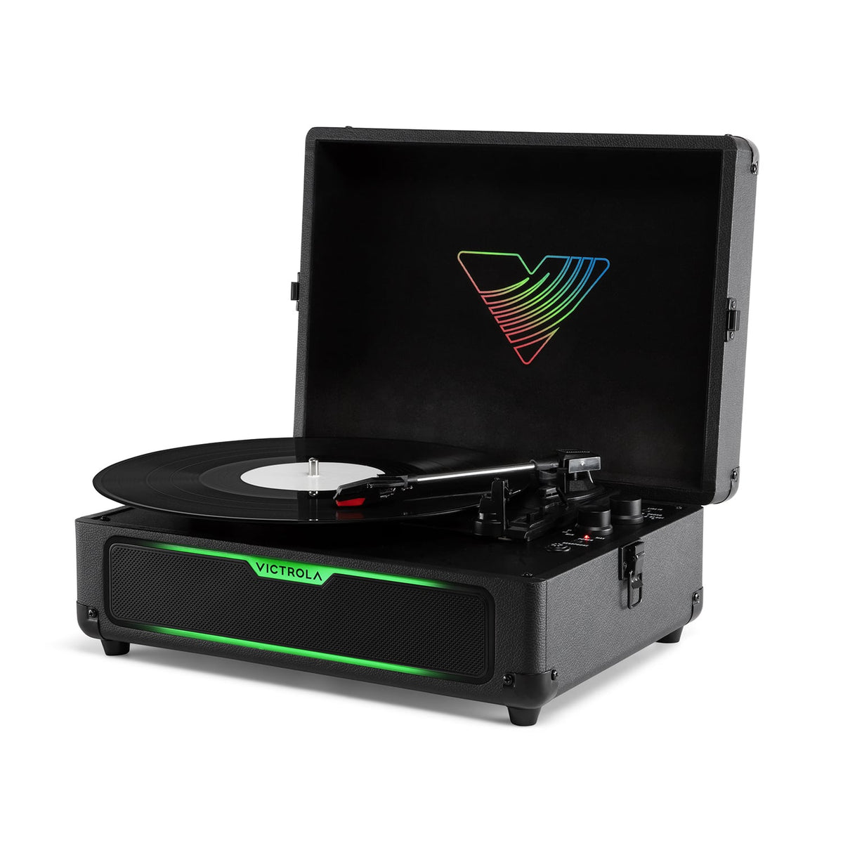 Victrola - Journey Glow Illuminated Suitcase Record Player - Black