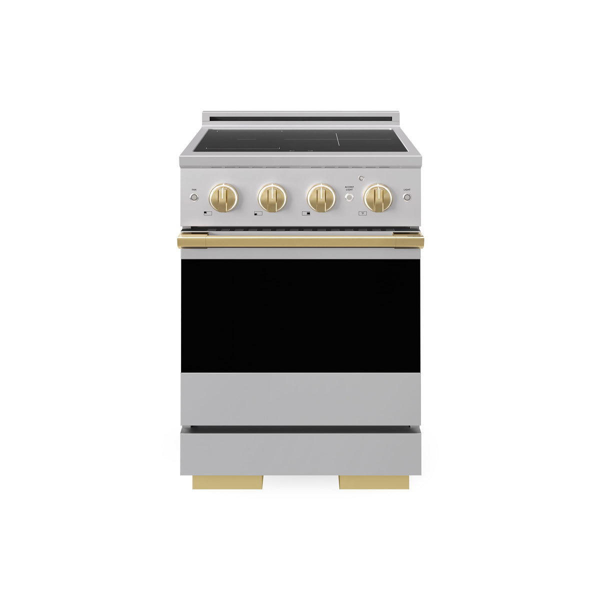 ZLINE - Autograph 24 in. 3.2 cu. ft. Marino Freestanding Induction Range with 3 Burners and Convection Oven w/ Gold Accents - Stainless Steel