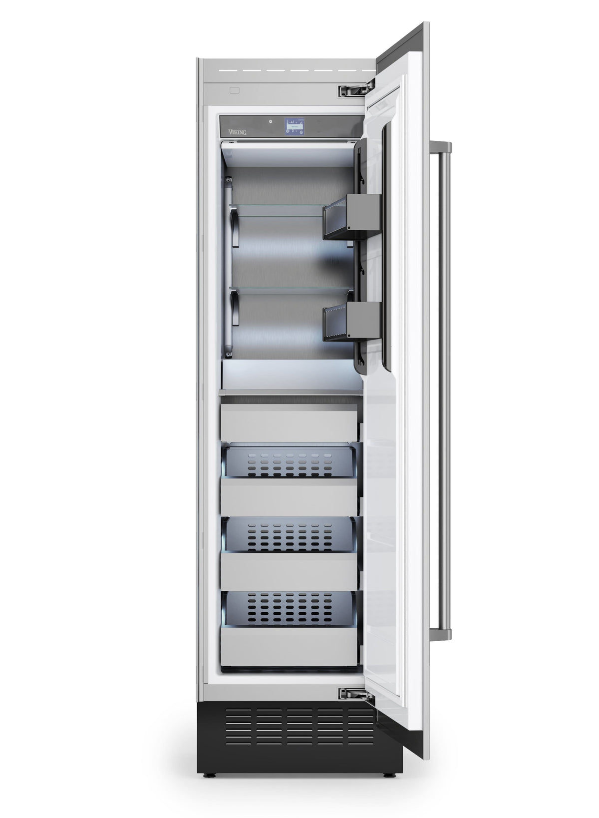 Viking - 24"W 12.1 cu. ft VEIL Integrated Upright Built-in Column Freezer-Custom Panel _RH - Custom Panel Ready