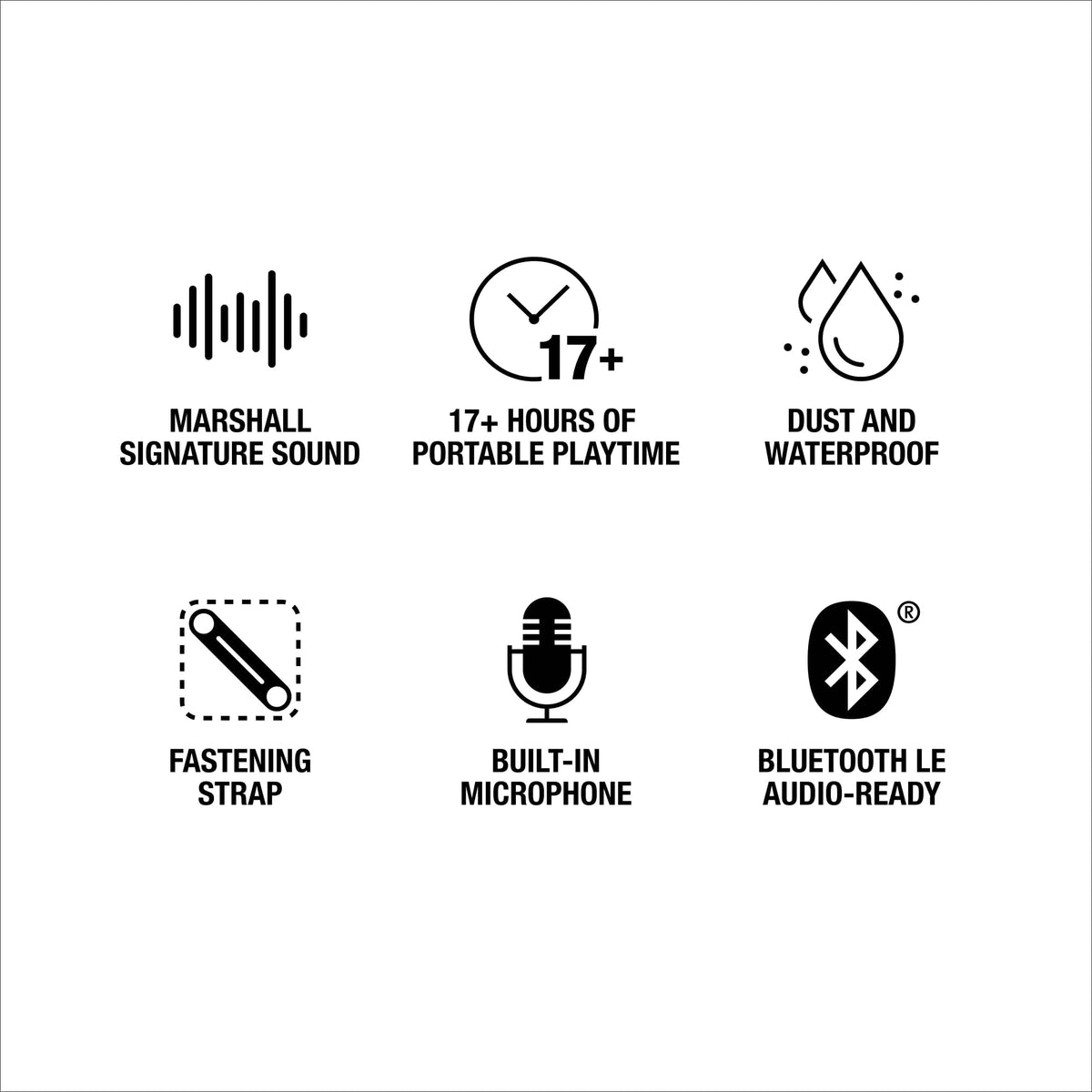 Marshall - Willen II Portable Bluetooth Speaker with Rugged Waterproof / Dust-proof Wireless Design - Black/Brass