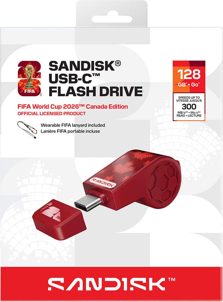 SANDISK - 128GB USB-C FLASH DRIVE: FIFA WORLD CUP 2026 EDITION - Red/Canada