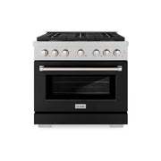 ZLINE - 36 in. Wide 6 Burner Paramount Dual Fuel Range with Cooktop (SDRS-BLM-36) - Satin Steel/White Matte